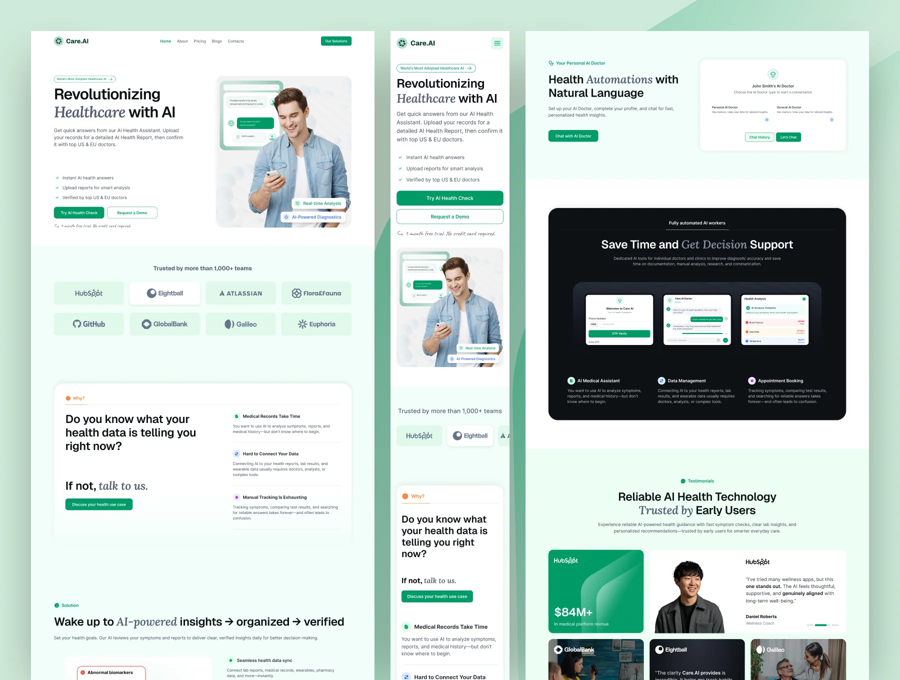 AI Health & Wellness Landing Page - CareAI 2