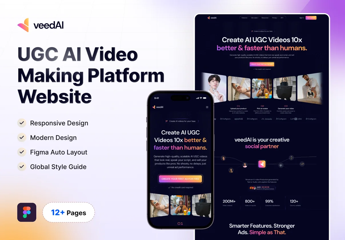 UGC AI VIdeo Making Platform Website Design - VeedAI