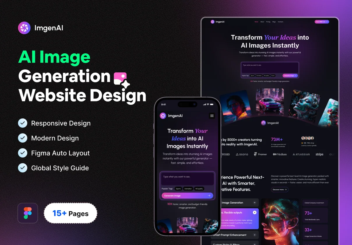 AI Image Generation Website Design Template - ImgenAI