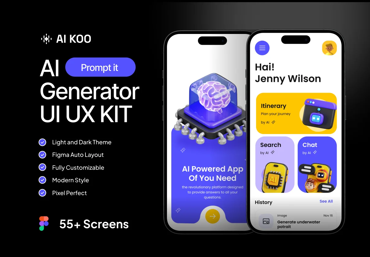 AI KOO - AI Generator Mobile App UI UX KIT