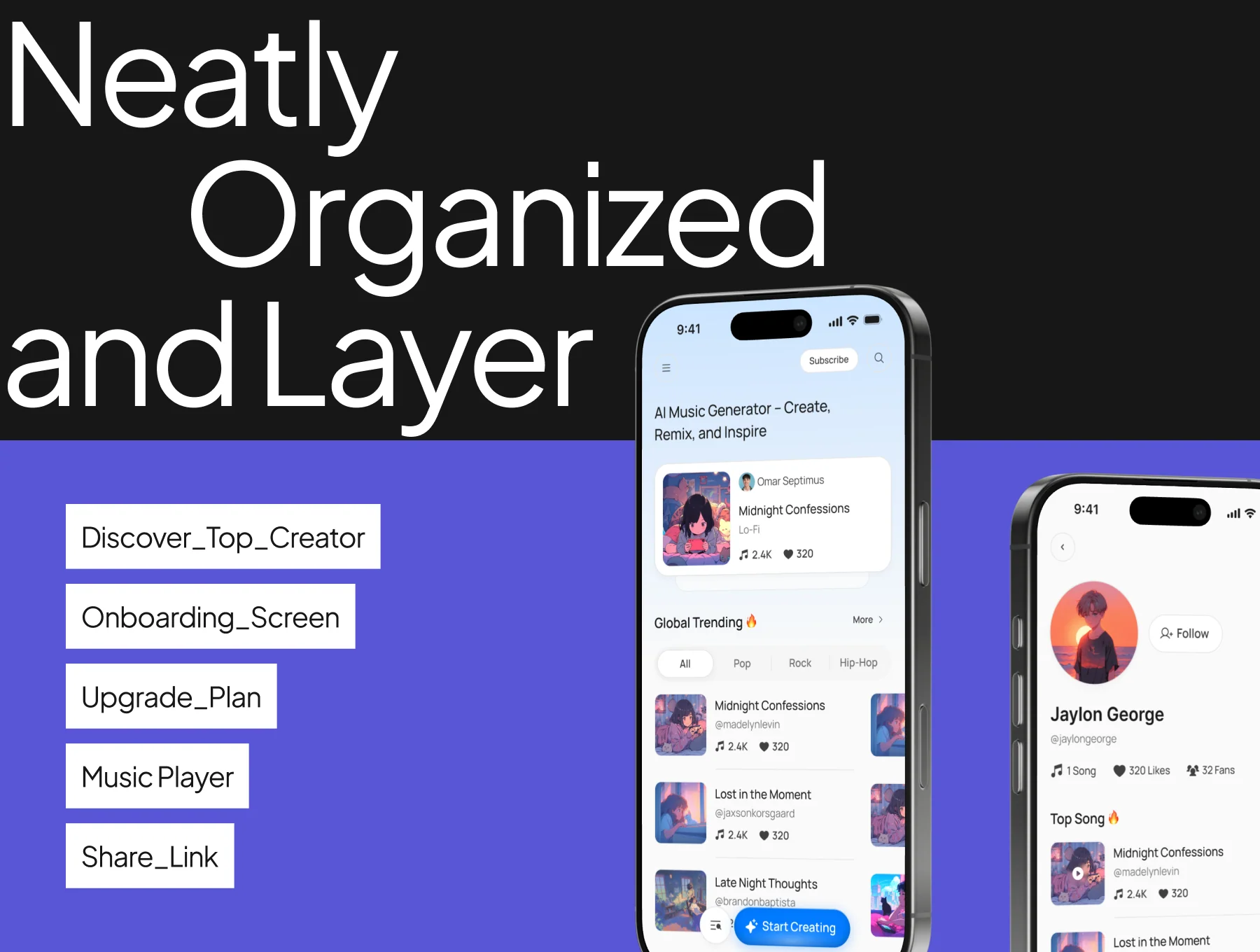 AI Music Generator App UI Kit 3