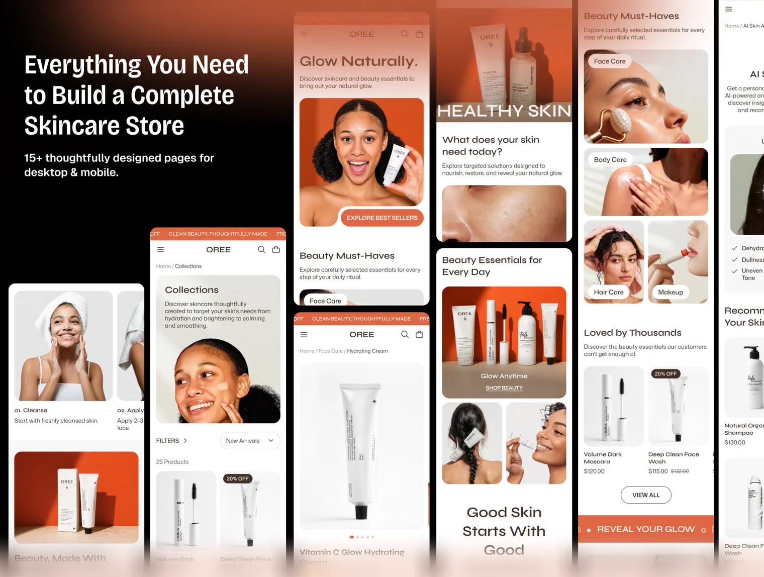 AI OREE Skincare E-commerce Website UI Kit 3