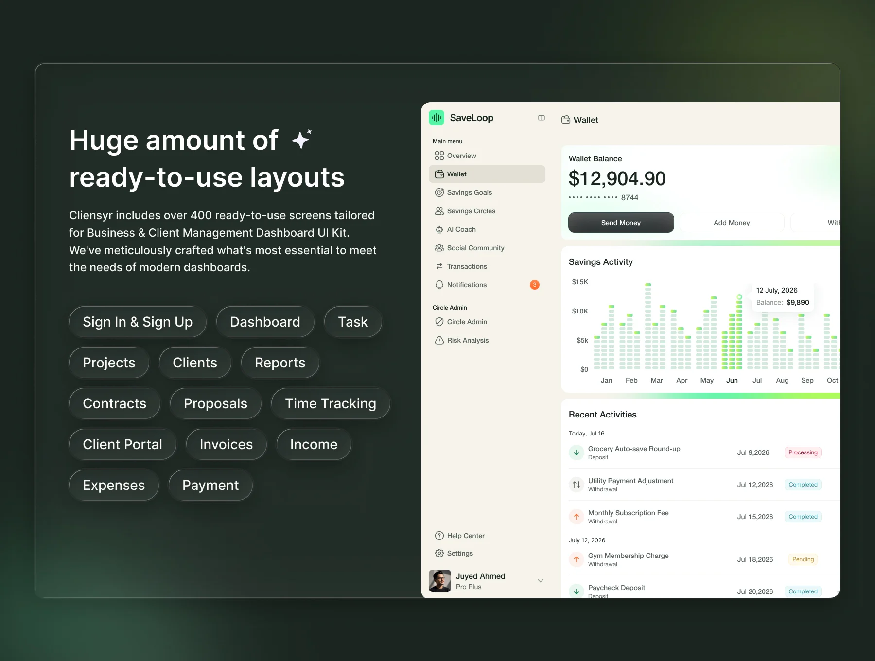 AI-Powered Social Savings & Financial Wellness Dashboard UI Kit 2
