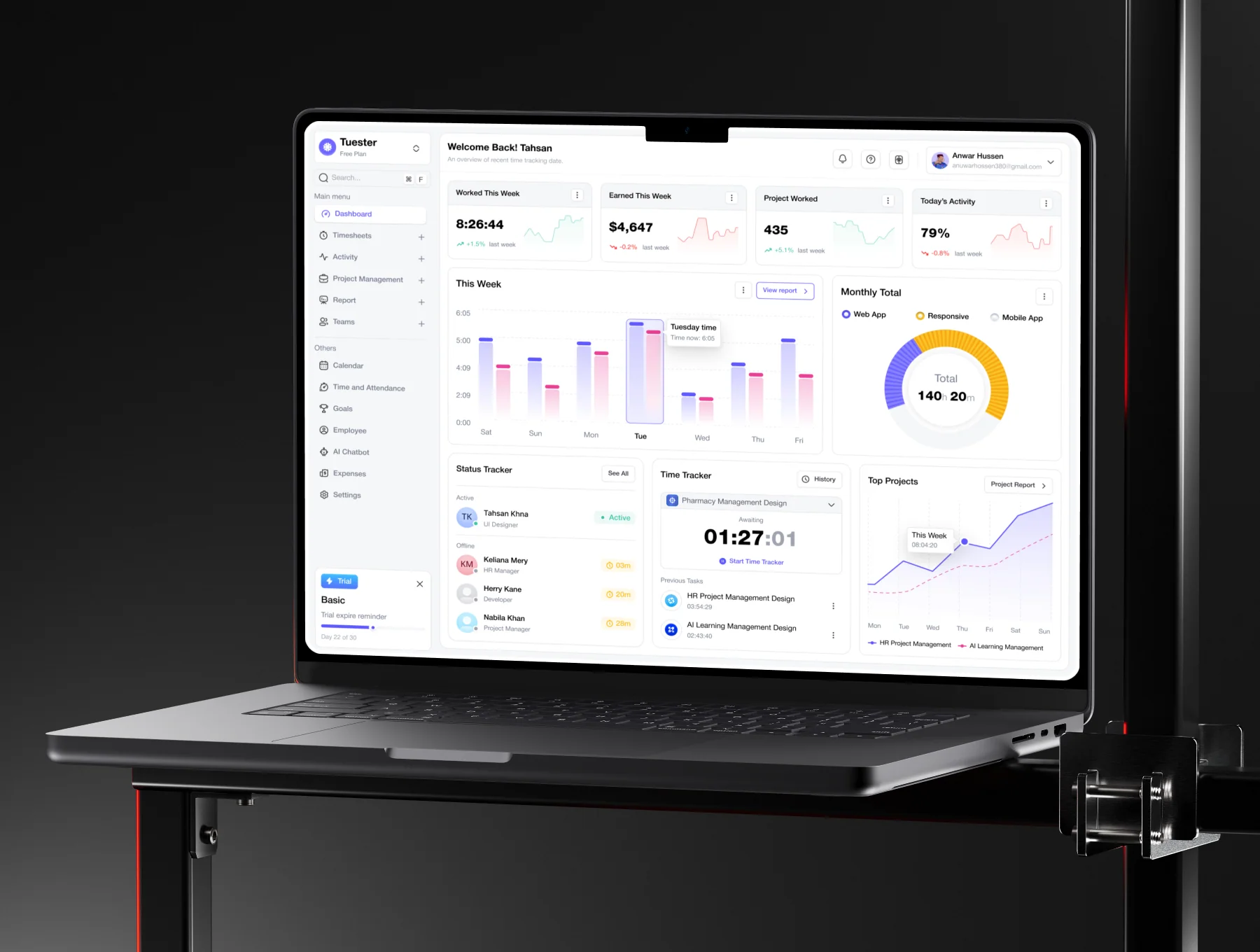 Time Tracking & Productivity Web App 7