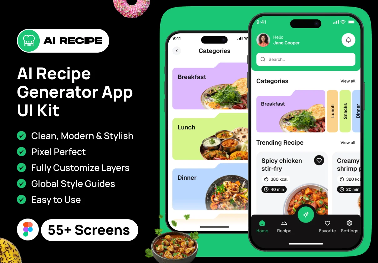 AI Recipe Generator App UI Kit