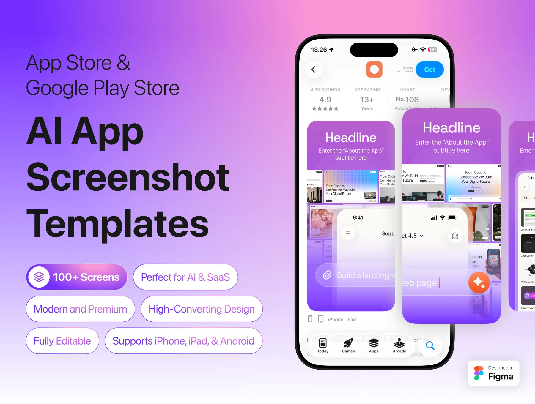 AI & SaaS App Screenshot Kit for App Store & Google Play