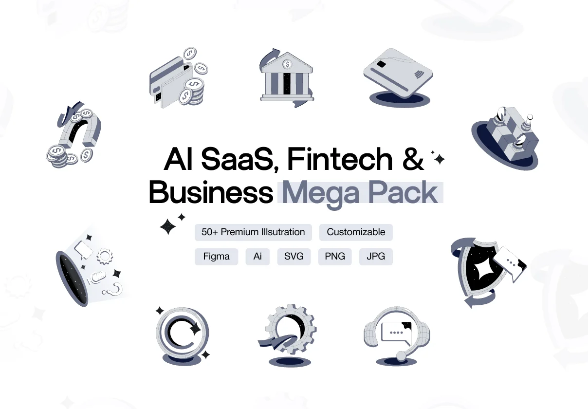 AI Saas, Fintech & Business Mega Illustration Pack