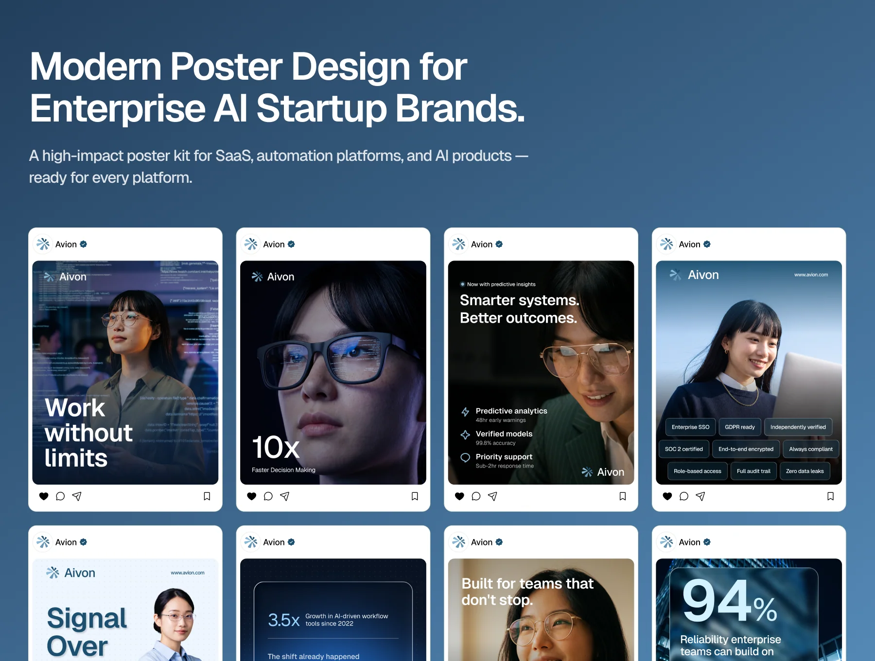 AI SaaS Social Media Posters Kit 2