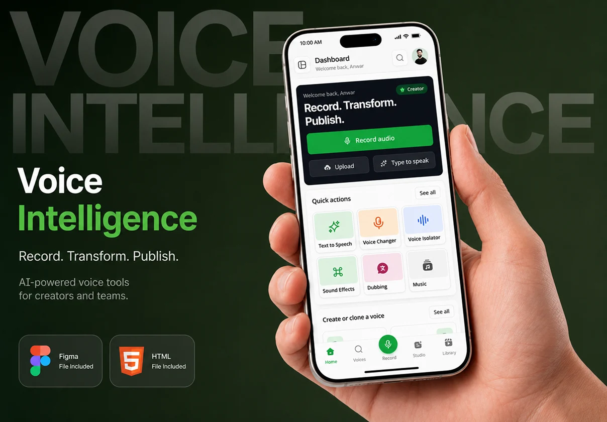 AI Voice Intelligence Mobile App UI Kit