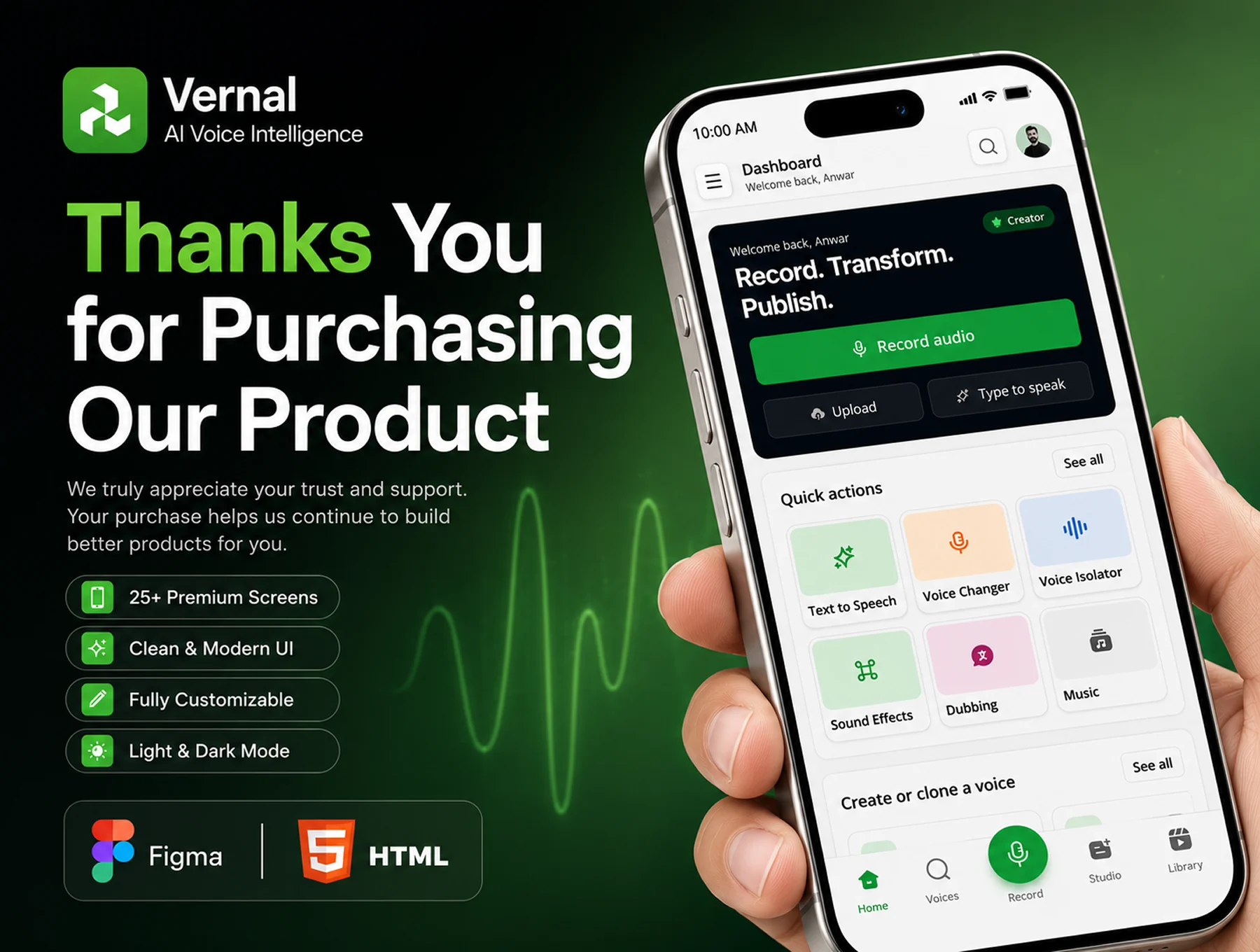 AI Voice Intelligence Mobile App UI Kit 6
