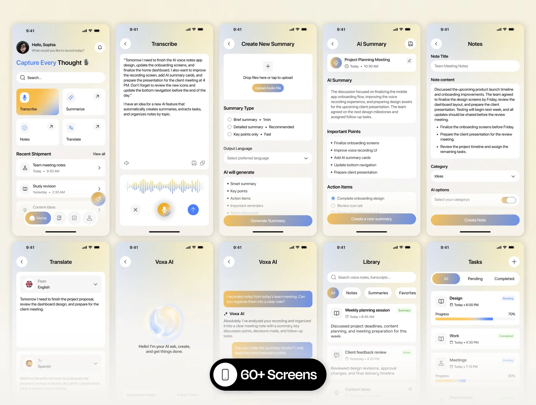 AI Voice Notes – Mobile App UI Kit 4