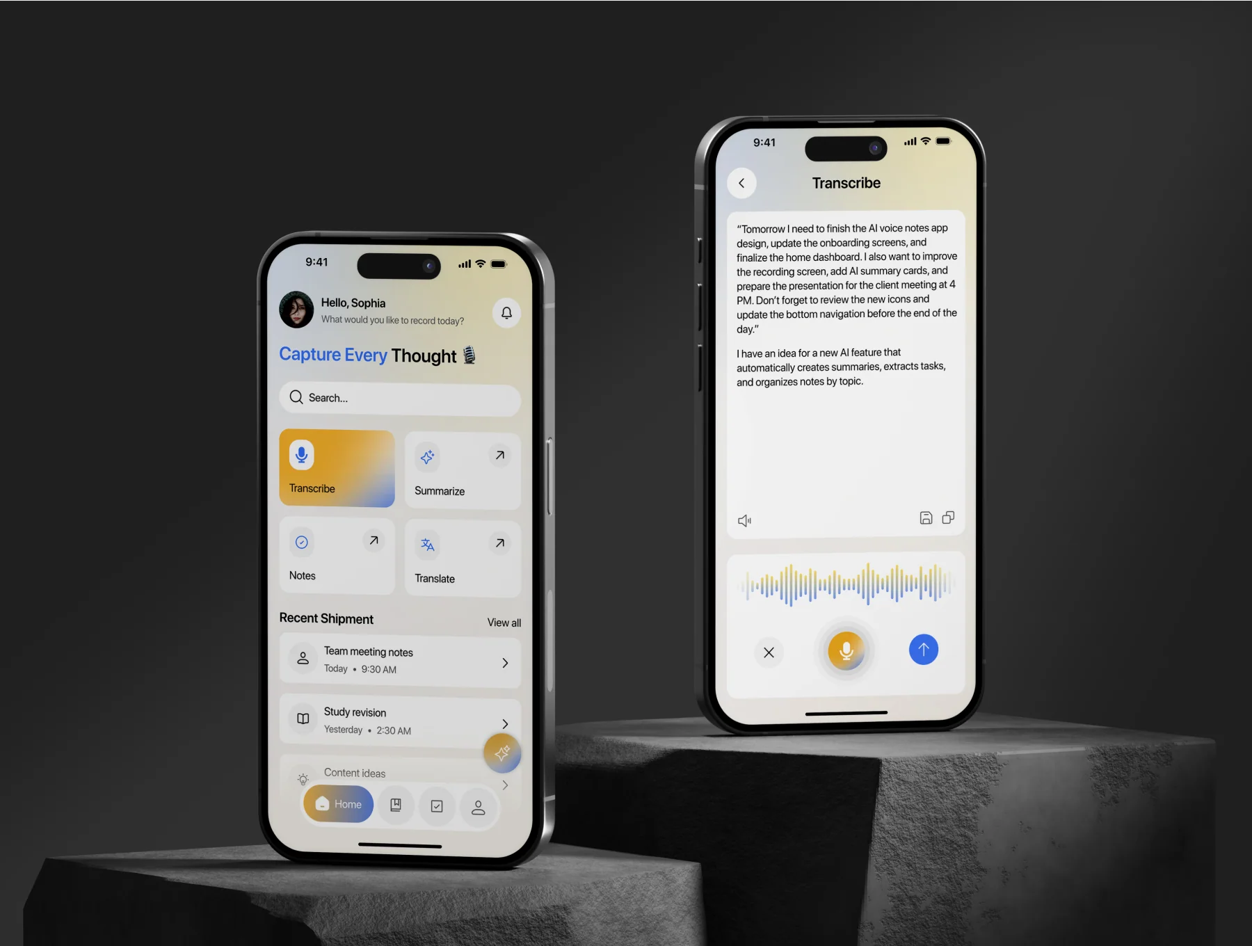 AI Voice Notes – Mobile App UI Kit 7