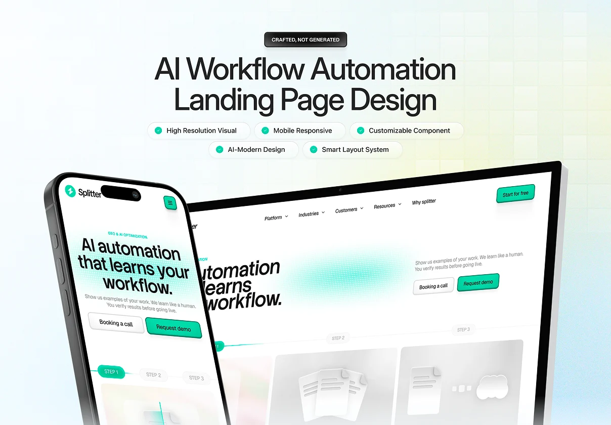 AI Workflow Automation Landing Page UI Design - Splitter