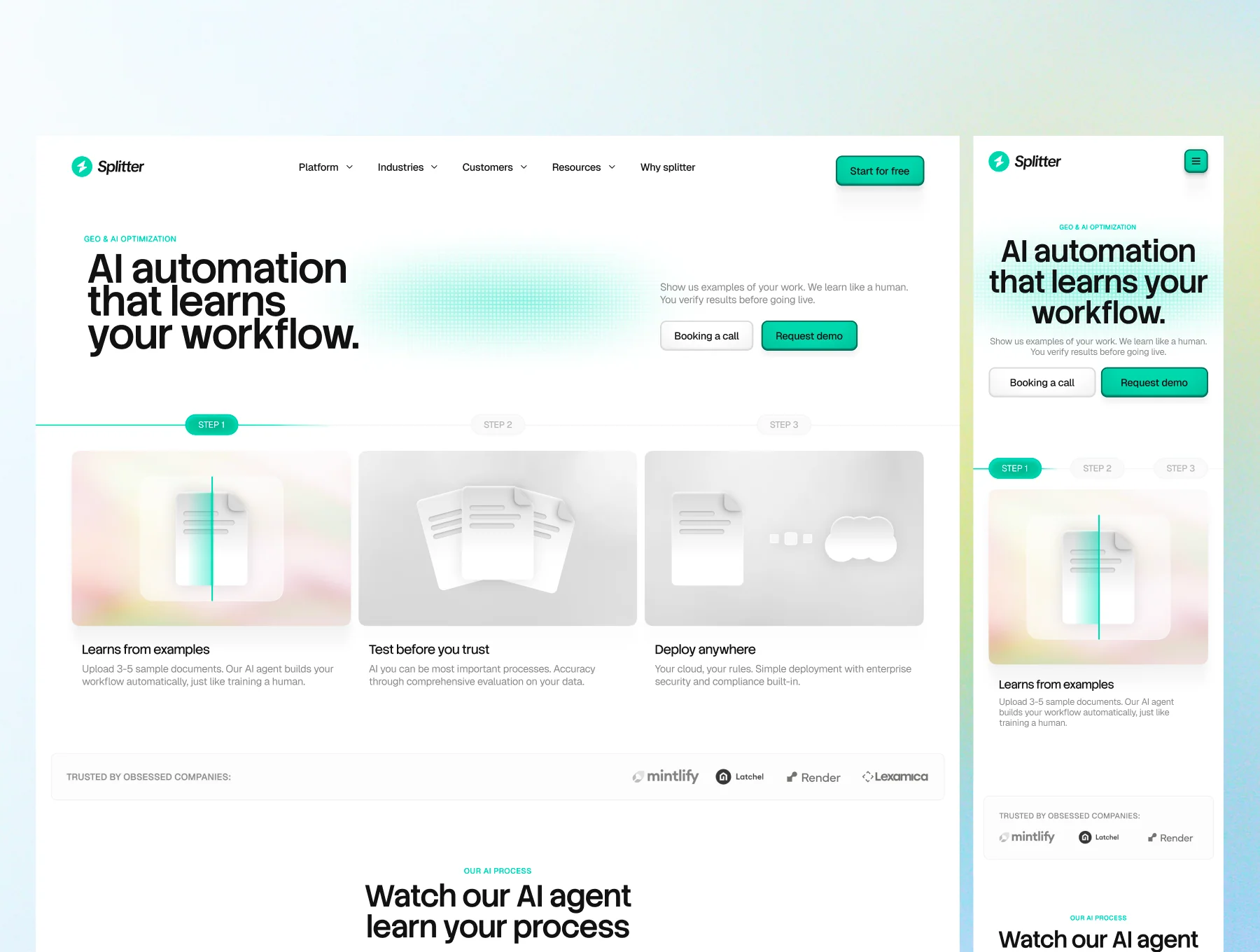 AI Workflow Automation Landing Page UI Design - Splitter 5