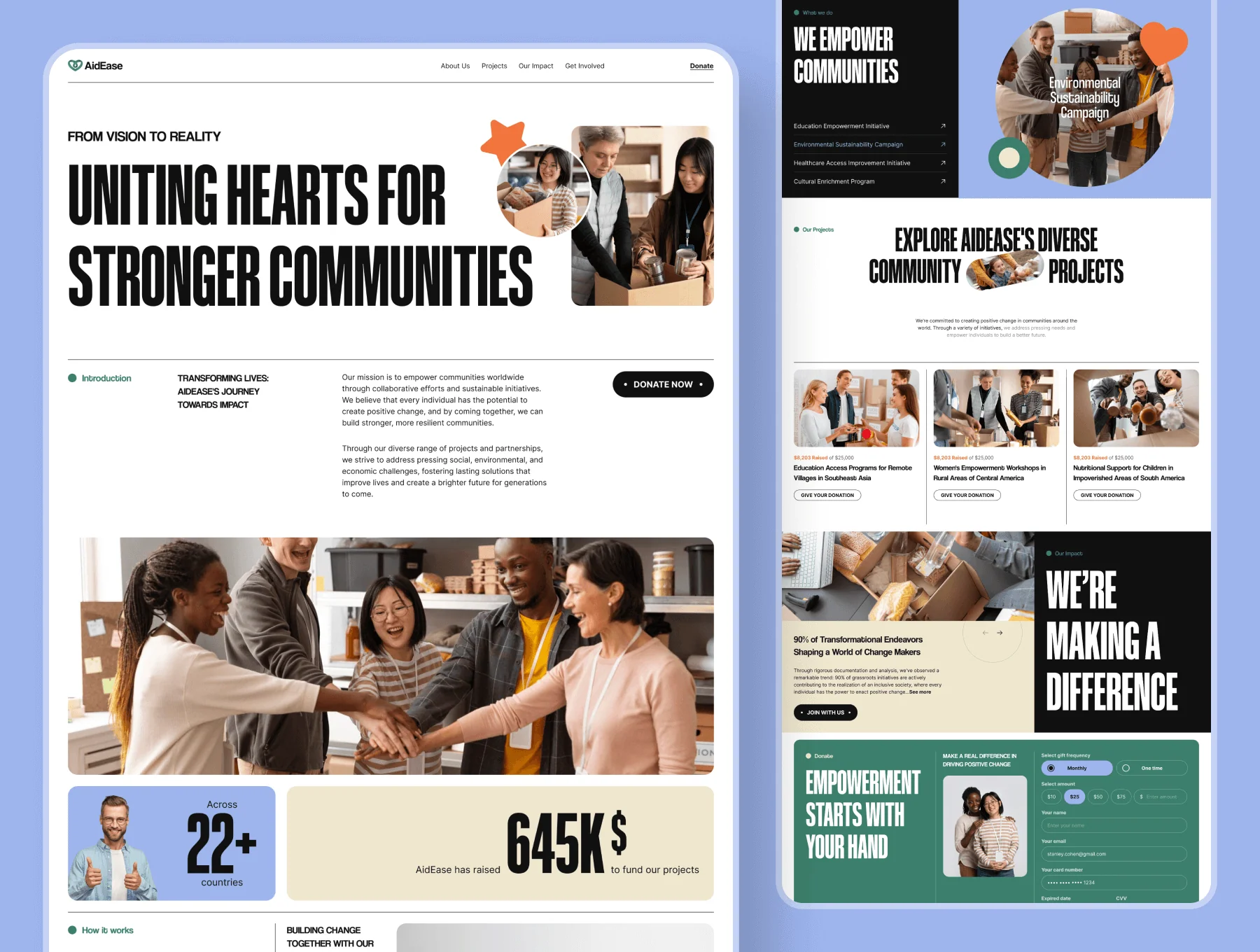 AidEase - Donation & Charity Landing Page UI/UX Template