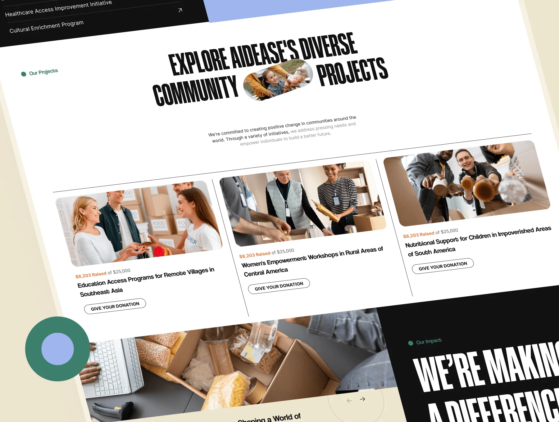 AidEase - Donation & Charity Landing Page UI/UX Template 3