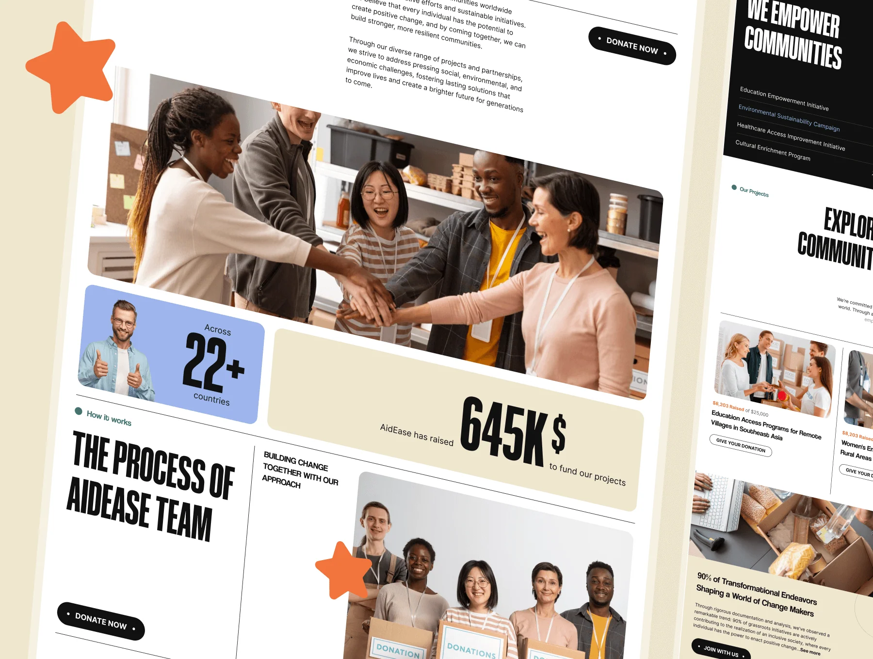 AidEase - Donation & Charity Landing Page UI/UX Template 4