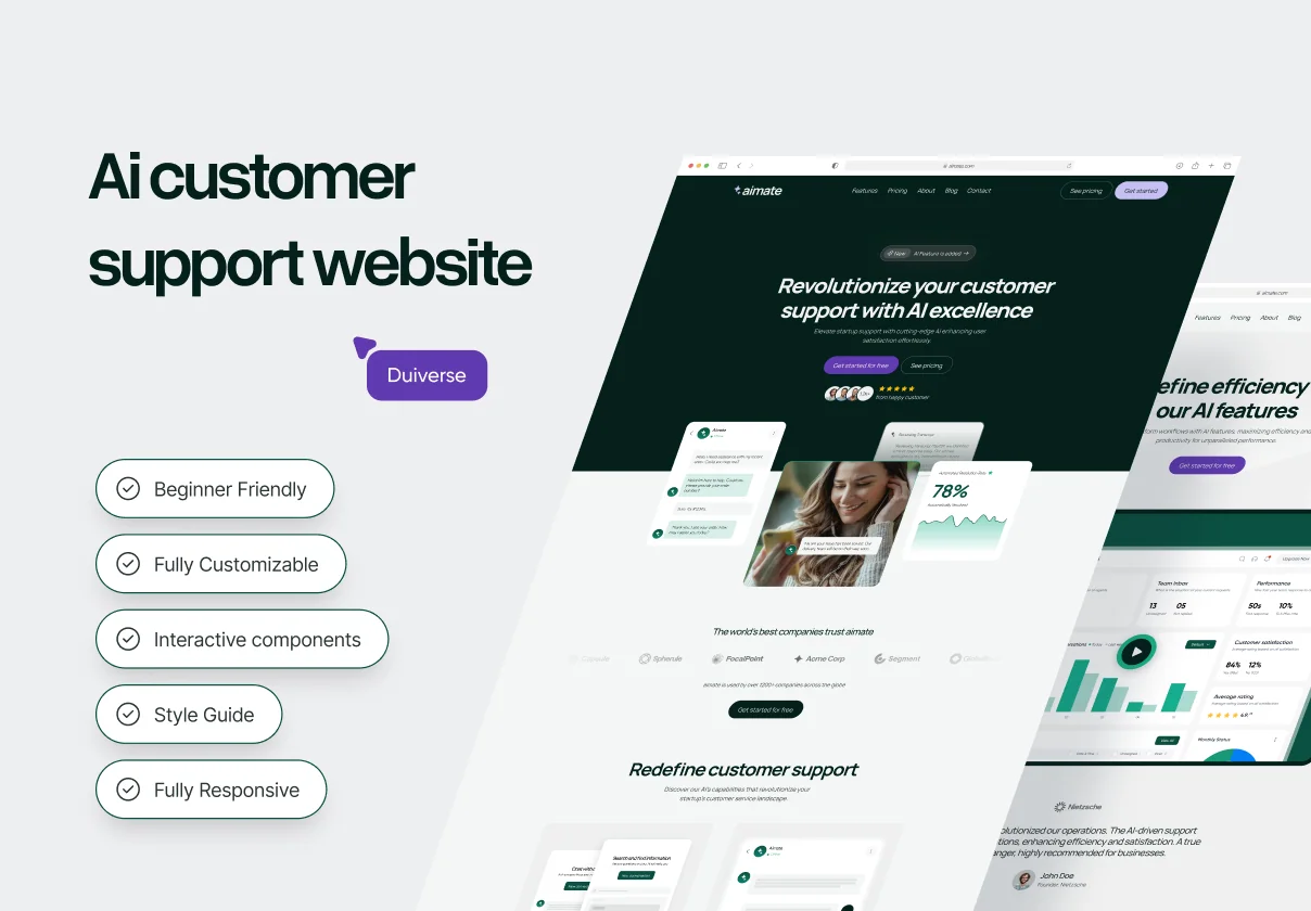 🧠 Aimate - Ai-powered customer support web UIkit