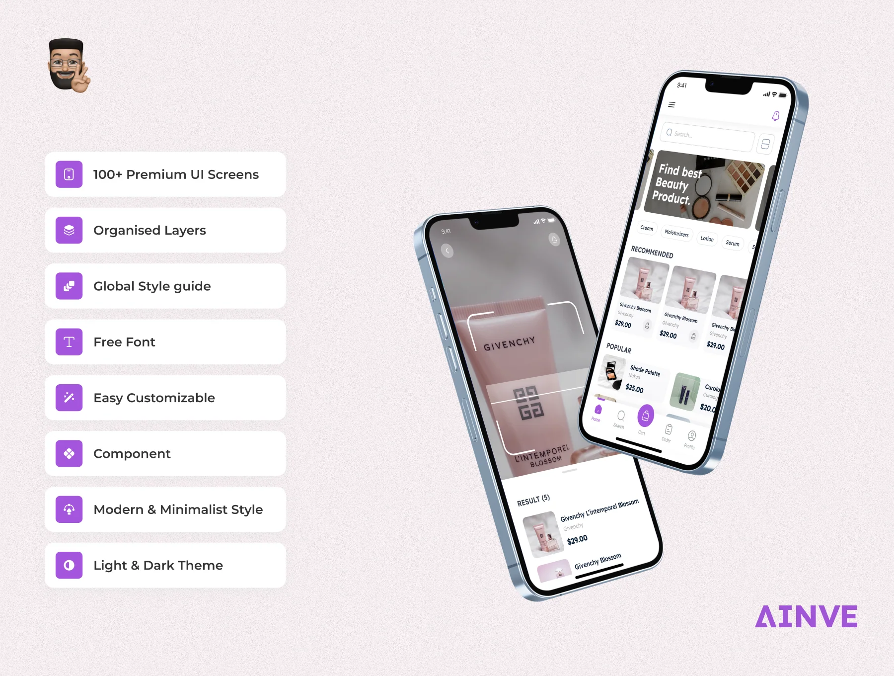 Ainve Beauty Product App Design 2