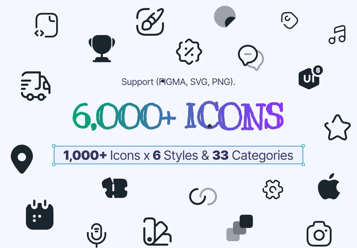 Airaa Design – 6,000+ UI Icons for Figma, SVG & PNG | 6 Styles + 32 Categories