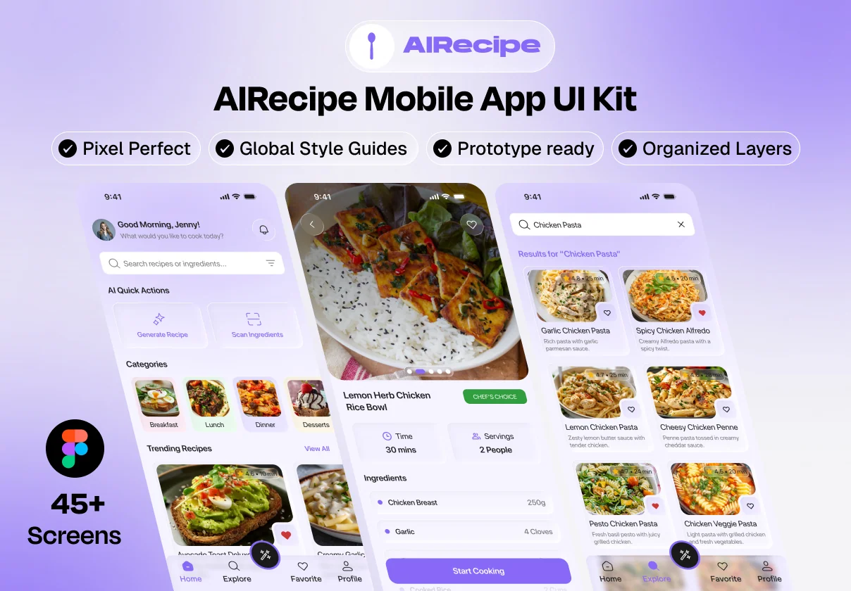 AIRecipe – Mobile App UI Kit