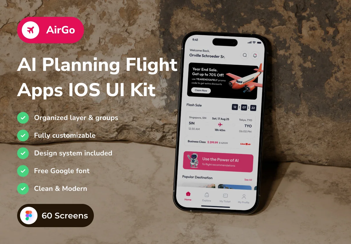 AirGo - AI Planning and Flight Booking  App IOS UI Kits