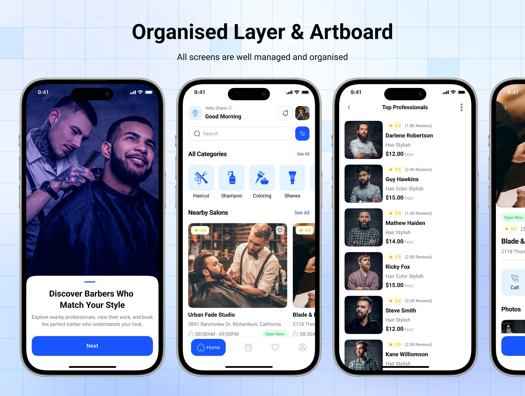 Airno - Barber Salon Booking App UI Kit 3