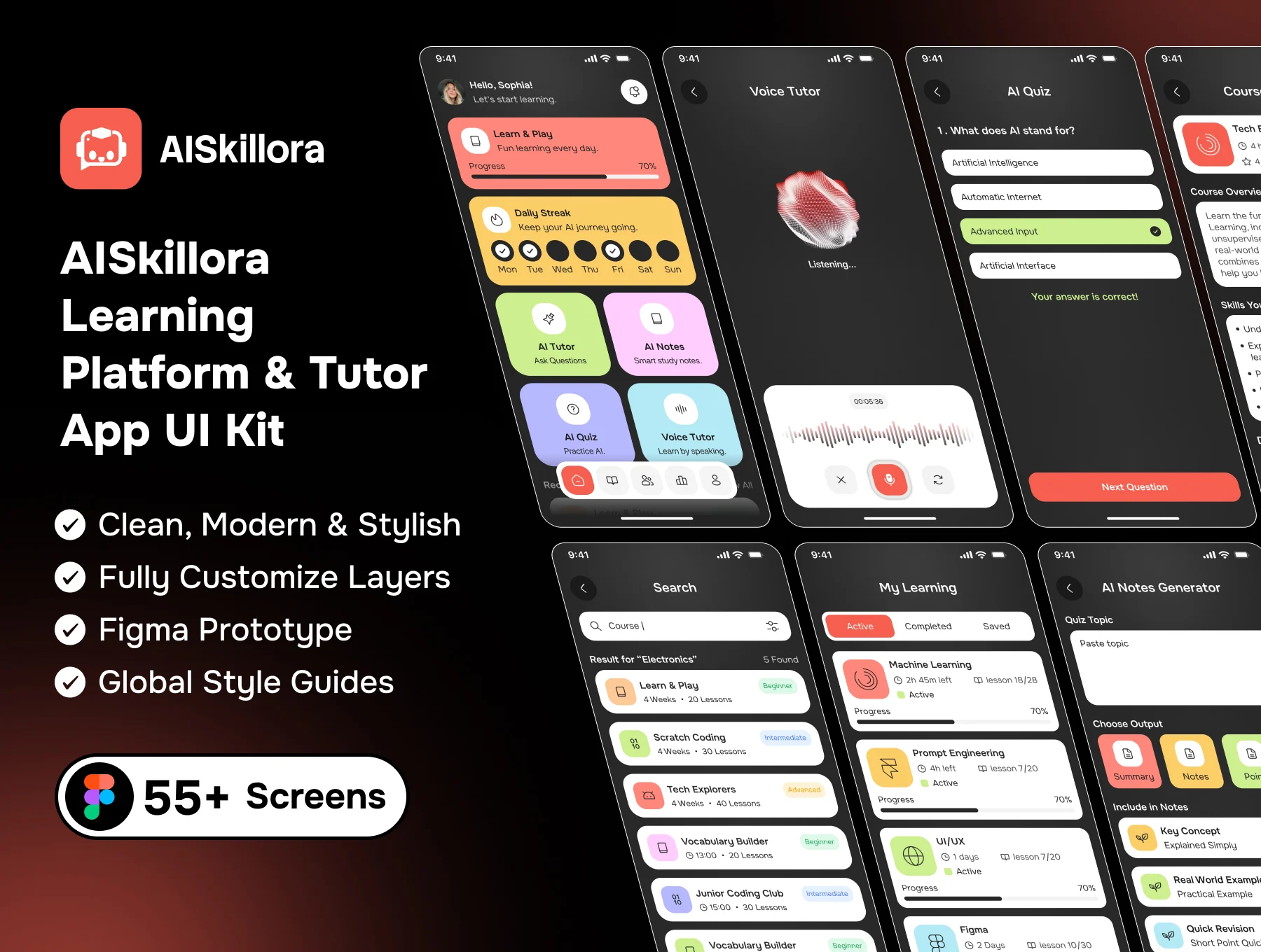 AISkillora – Learning Platform & Tutor App UI Kit
