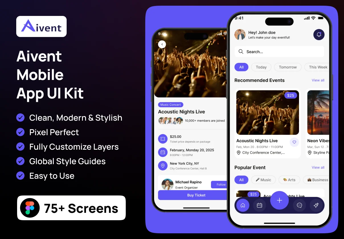 Aivent Mobile App UI Kit