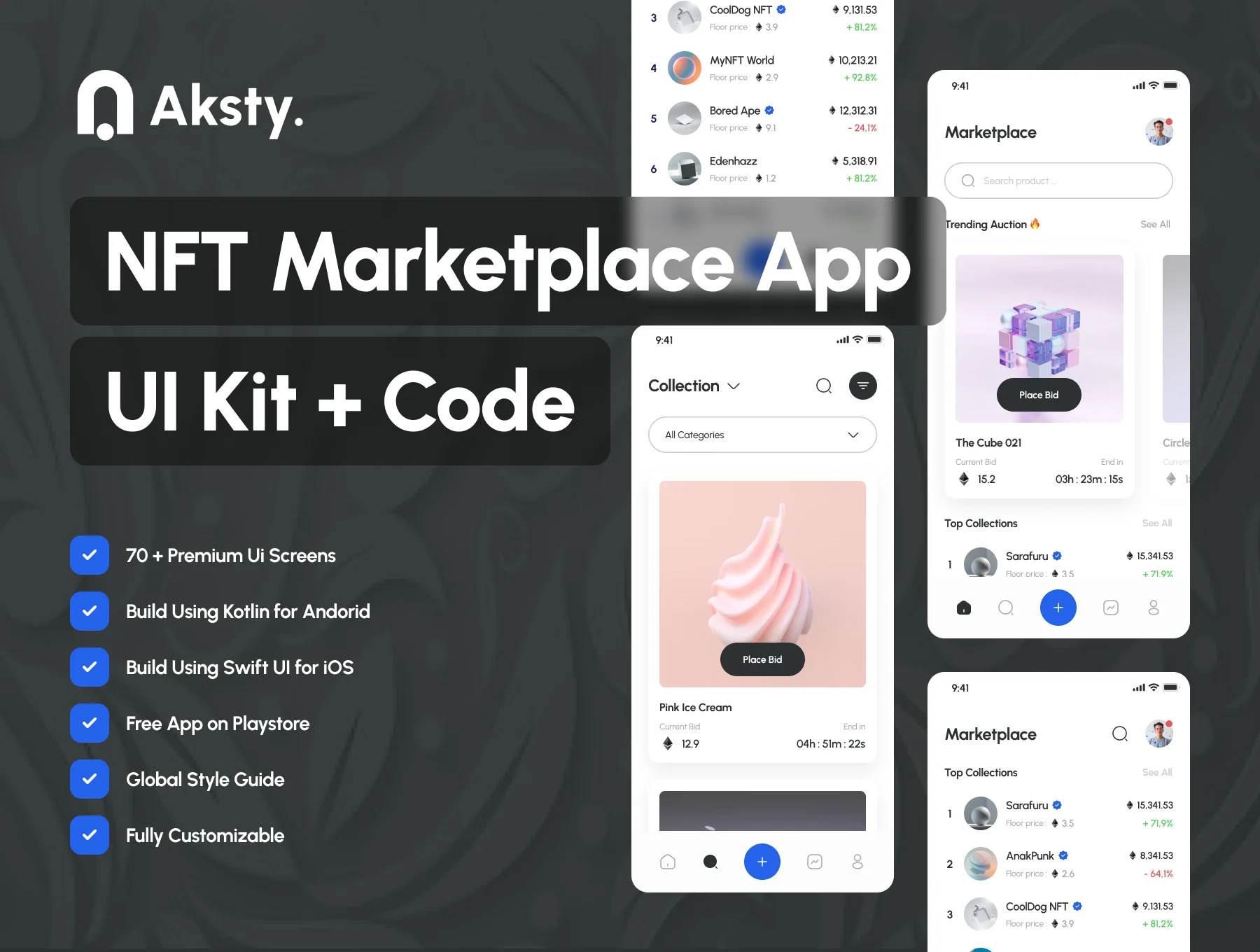Aksty. - NFT Marketplace UI Kit + App