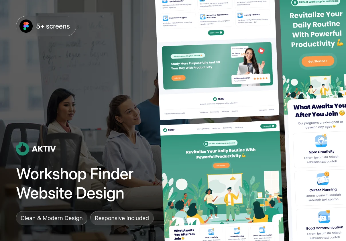 Aktiv - Workshop Finder Website Design
