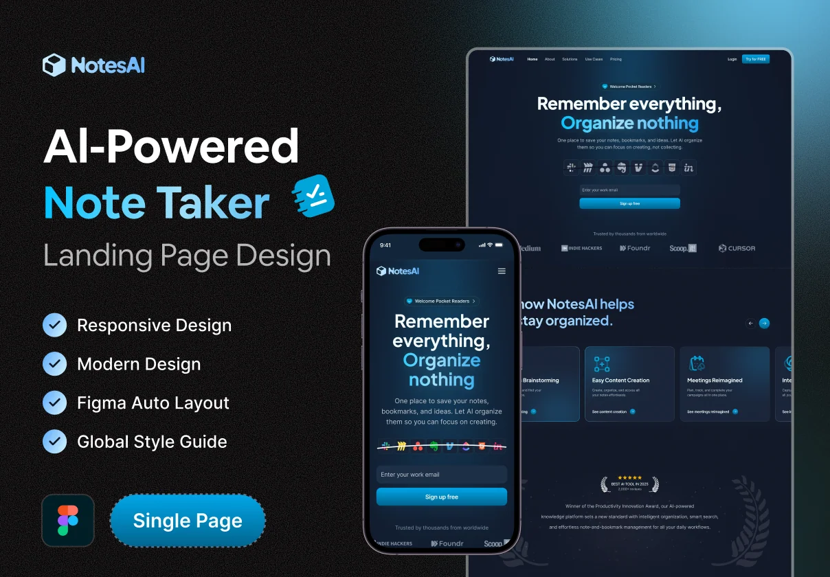 Al-Powered Note Taker Landing Page - NotesAI