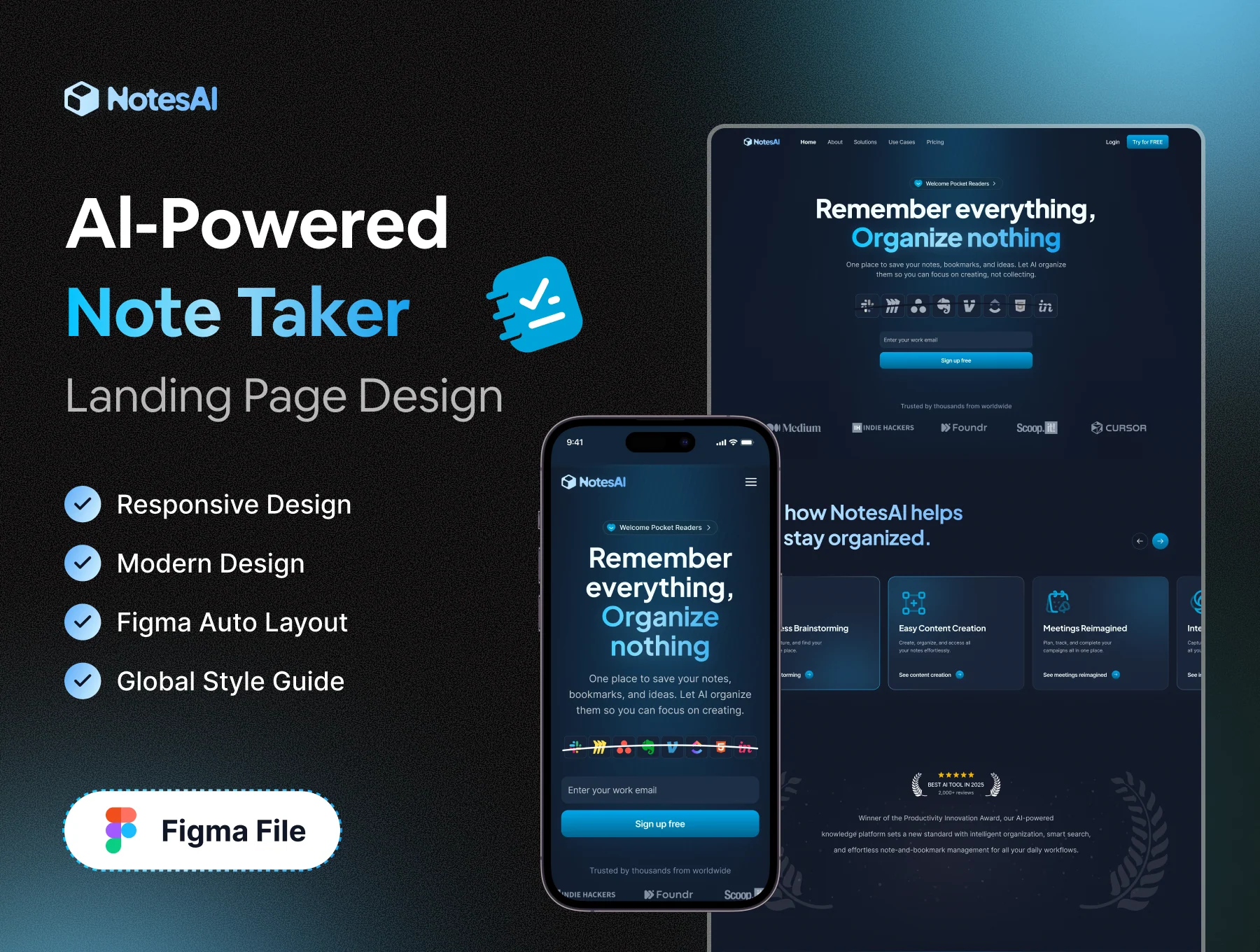 Al-Powered Note Taker Landing Page - NotesAI