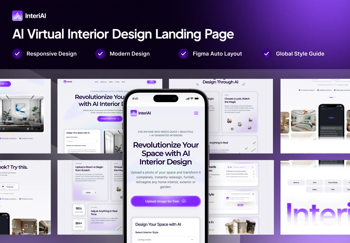 Al Virtual Interior Design Landing Page - InteriAI