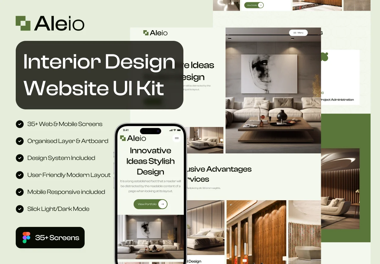 Aleio - Interior Design Website UI Kit