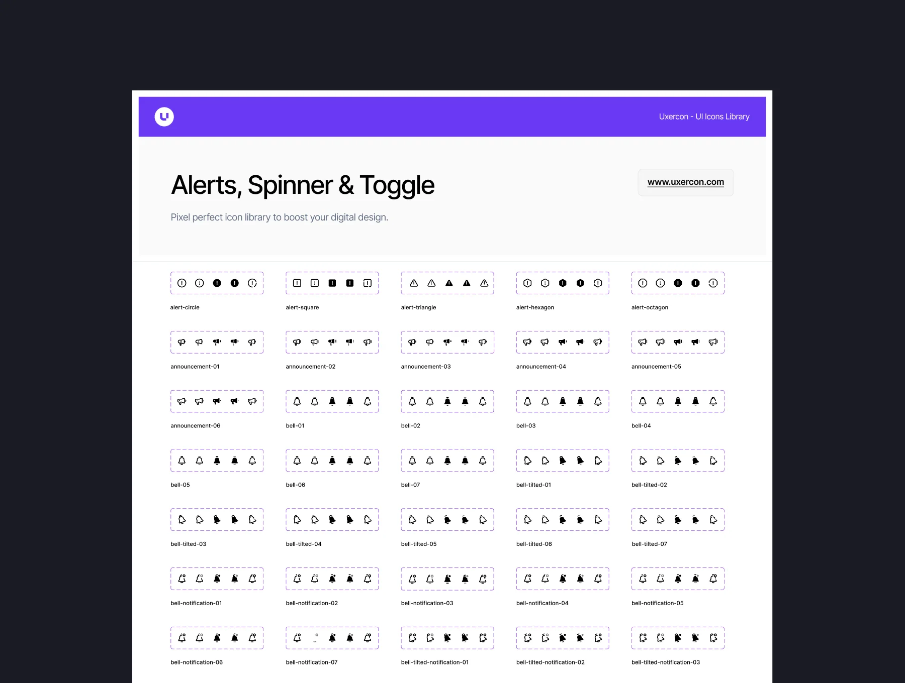 Alert, Spinner & Toggle - Uxercon Icon Pack 5