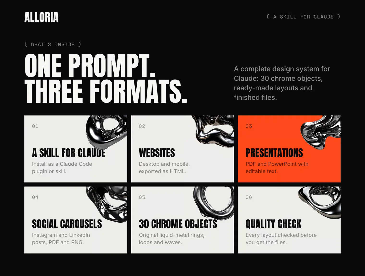 Alloria – Bold Chrome Design Skill for Claude 2