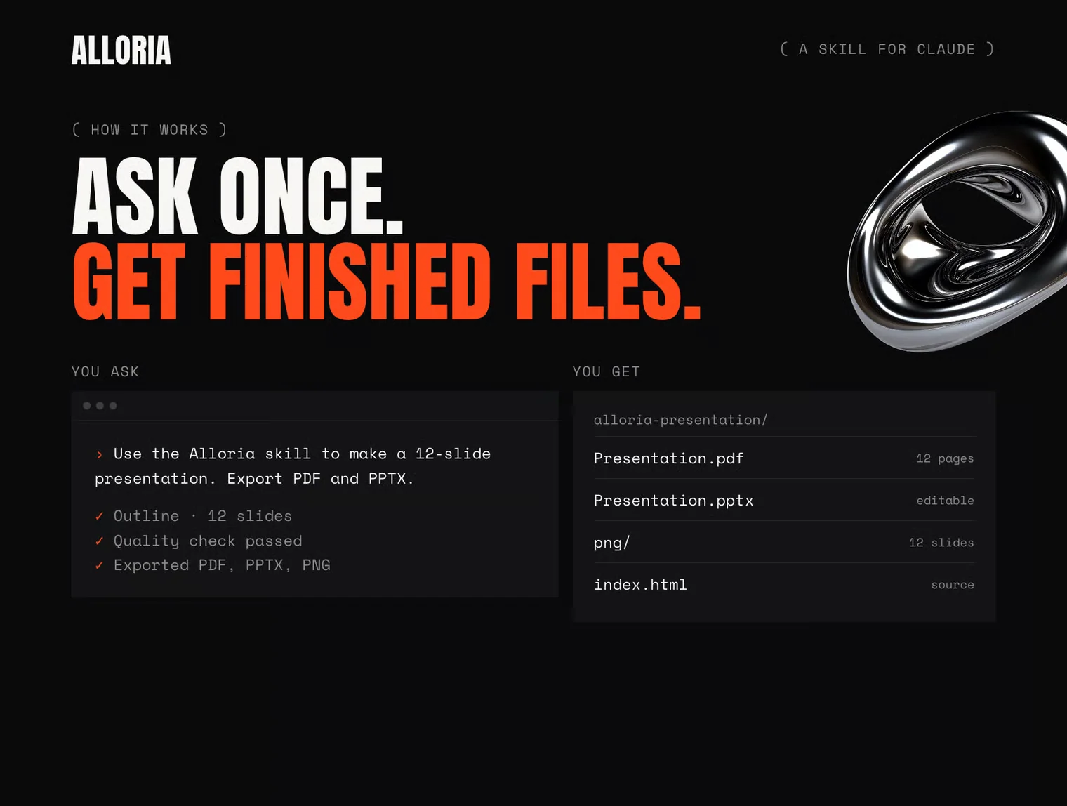 Alloria – Bold Chrome Design Skill for Claude 3