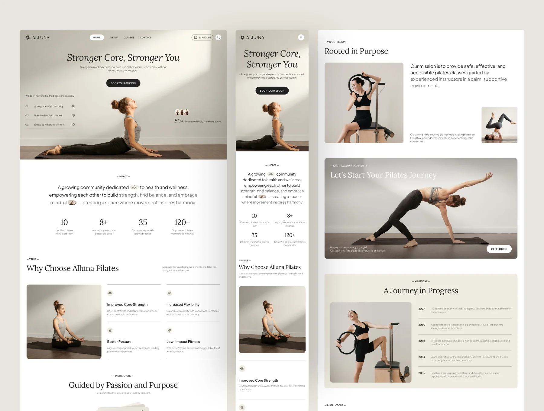Alluna - Pilates Studio Website UI Figma Template