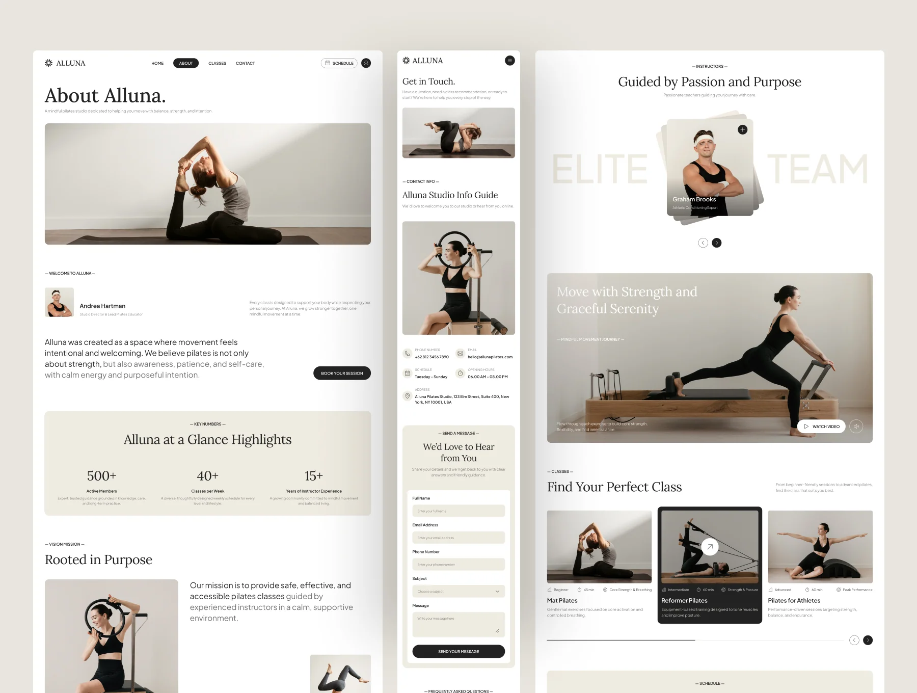 Alluna - Pilates Studio Website UI Figma Template 2