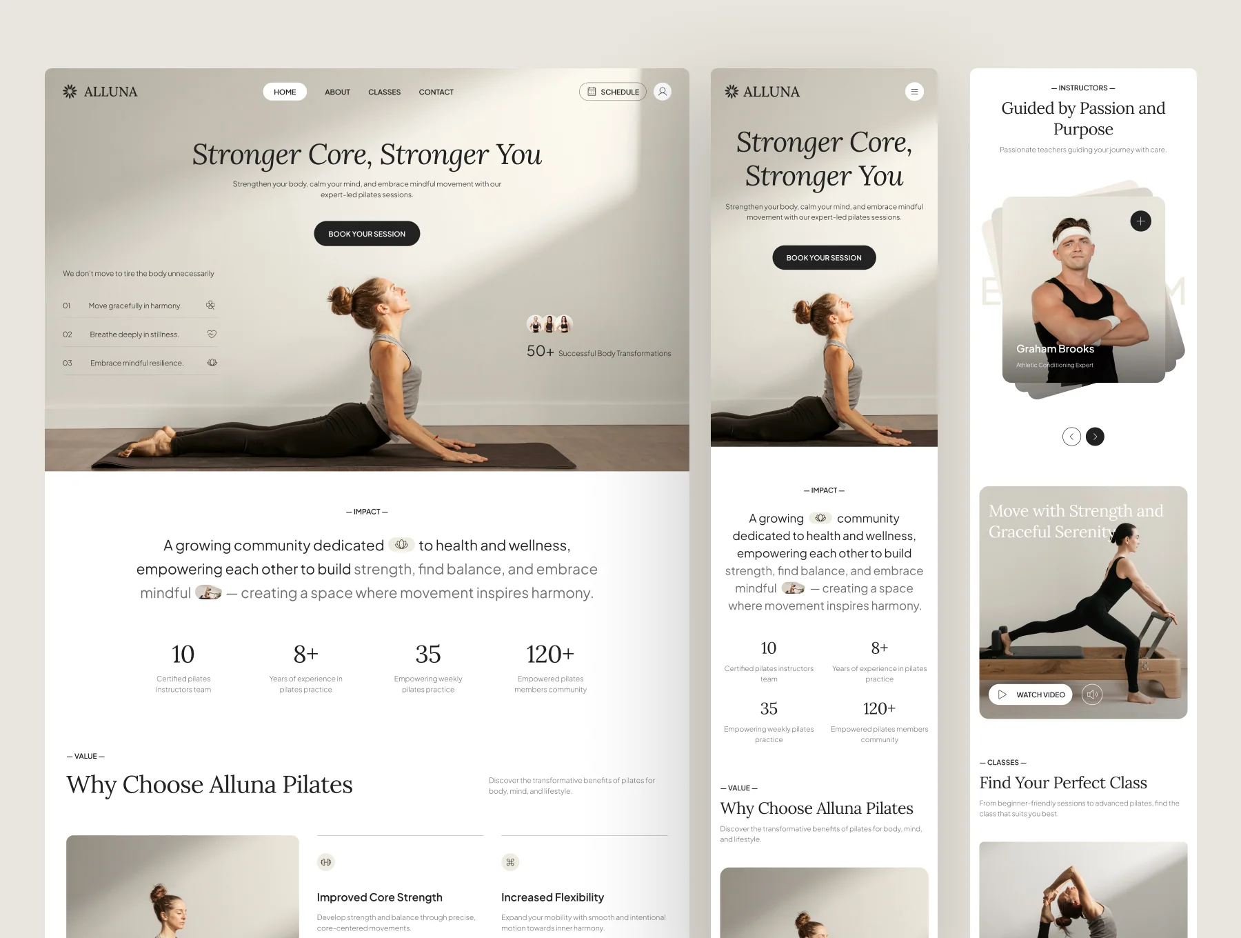 Alluna - Pilates Studio Website UI Figma Template 6