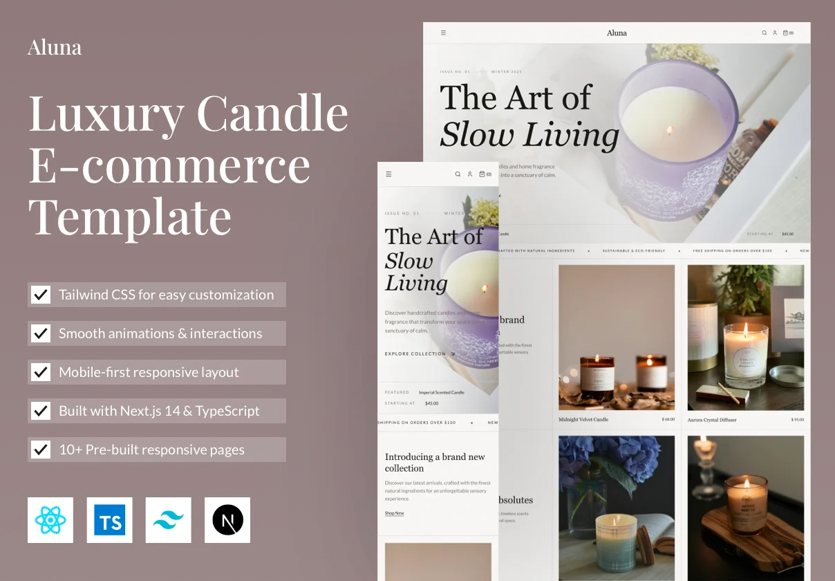 Aluna - Luxury Candle E-commerce Website Template