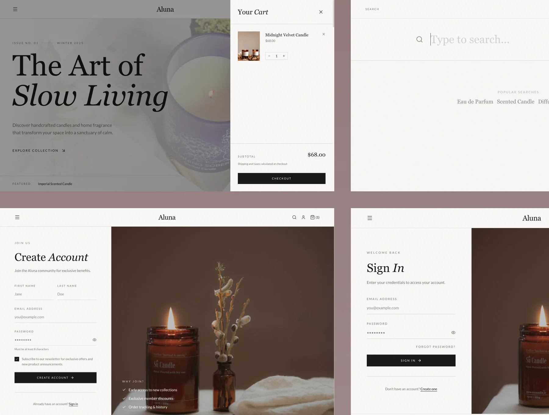 Aluna - Luxury Candle E-commerce Website Template 4