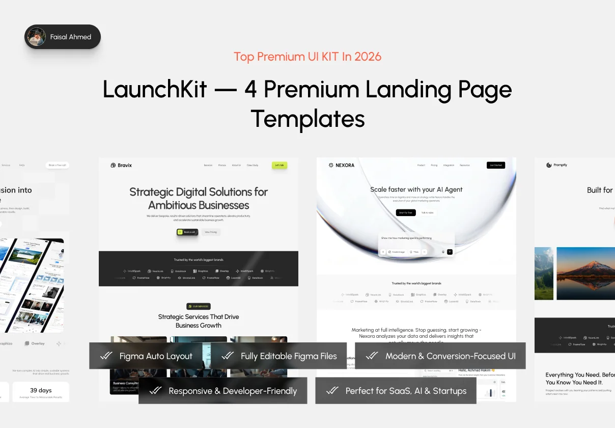 LaunchKit — 4 Premium Landing Page Templates