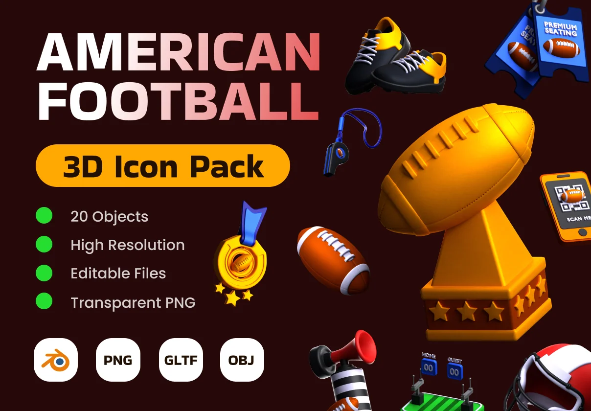 American Football 3D Icon Pack