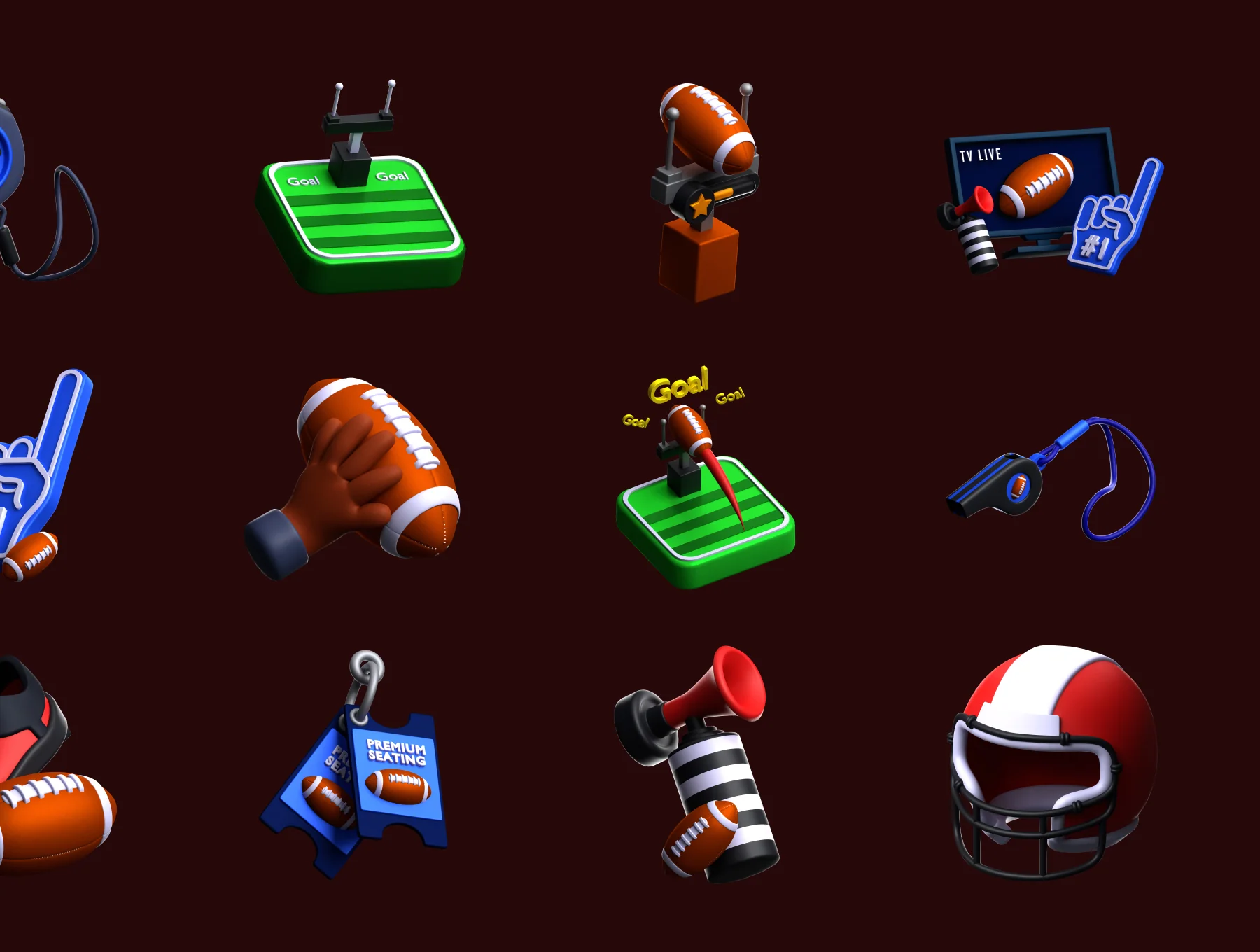 American Football 3D Icon Pack 6