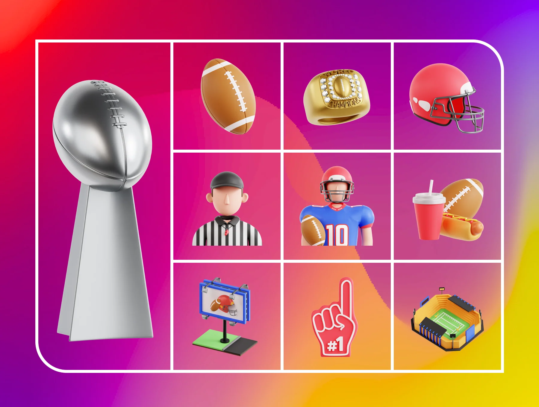 American Football 3D Icon Set 5