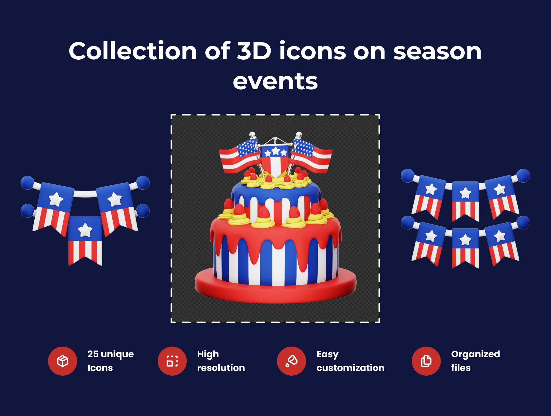 American Independence Day 3D Illustration Pack 2