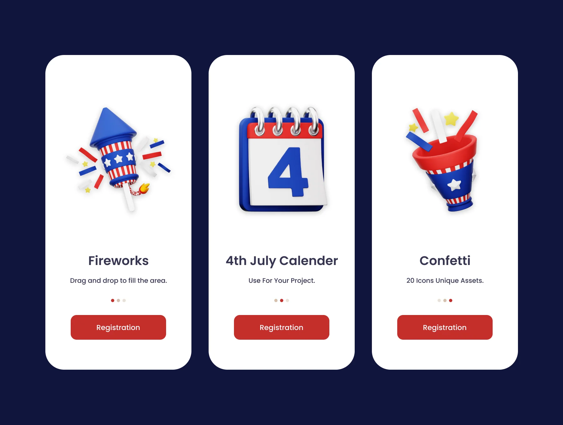 American Independence Day 3D Illustration Pack 3