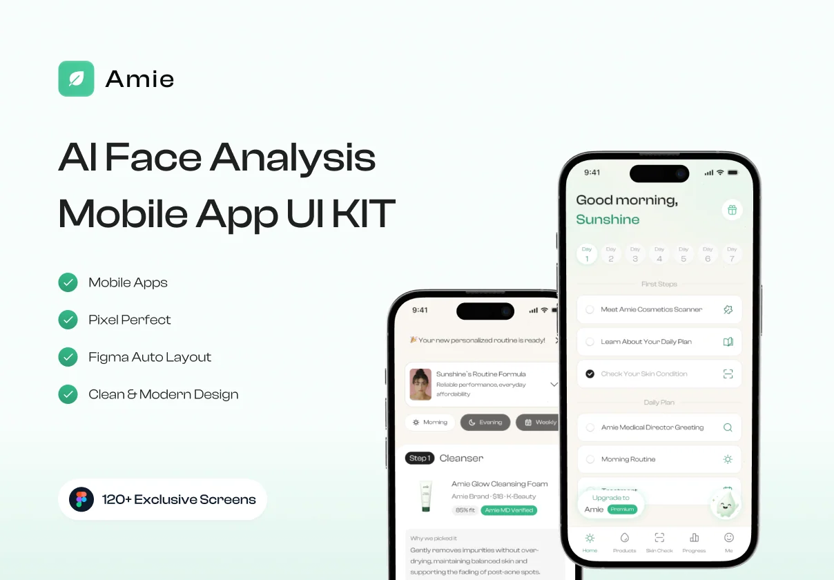 Amie: AI Face Analysis Mobile App UI Kit